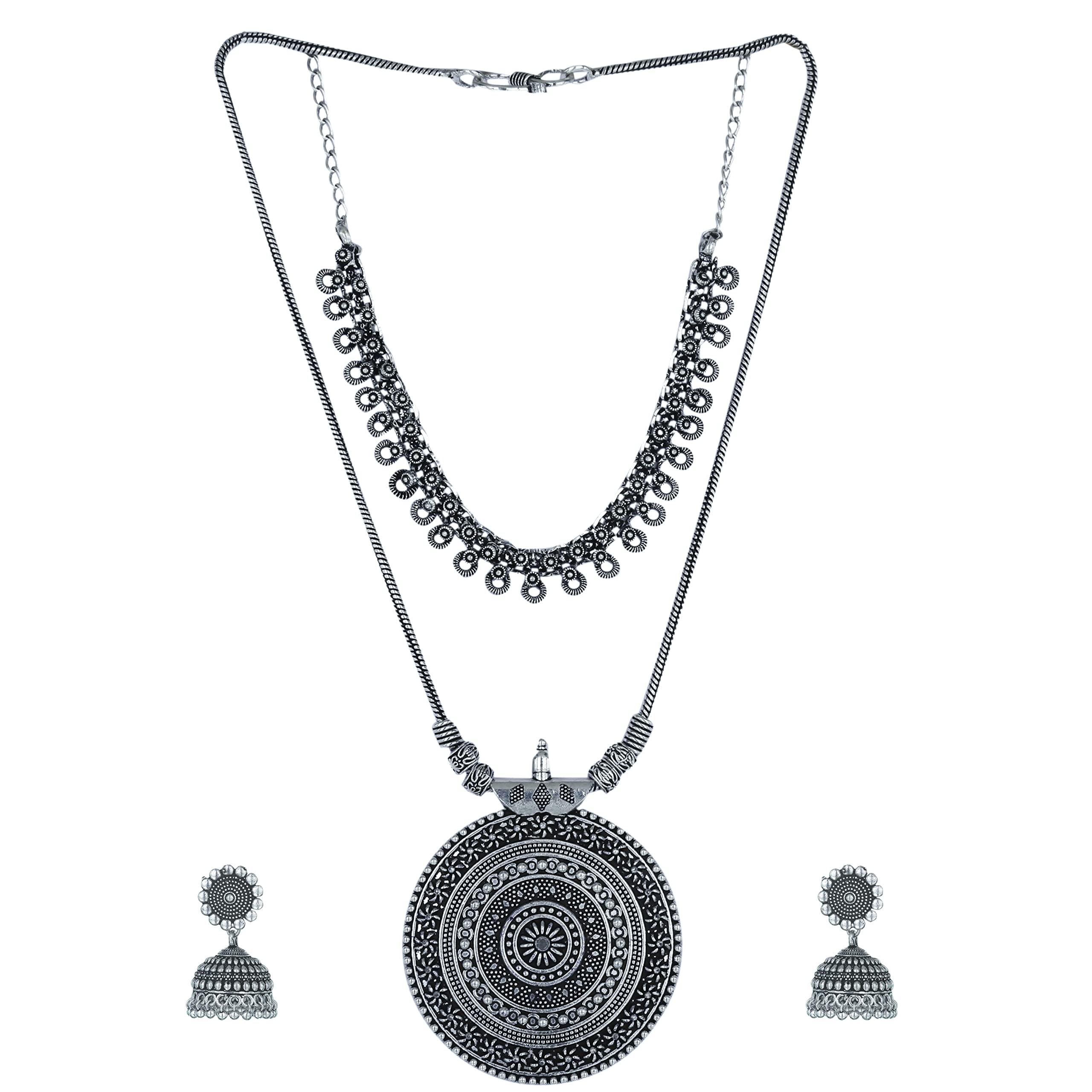 Sasitrends Oxidized German Silver Combo Necklace Set with Jhumki Jhumka Earrings for Women and Girls (B0BF15GCGT) Amazon Price History, Amazon Price Tracker