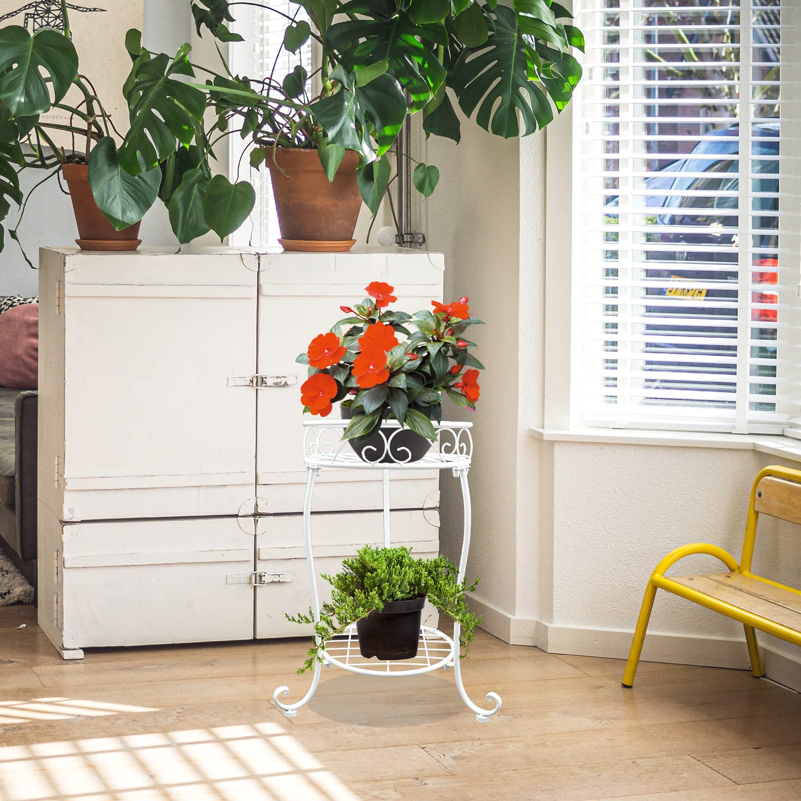 Amazon.com : NAKUPE White Metal Plant Stand, 18.5 inch Tall 2 Tier