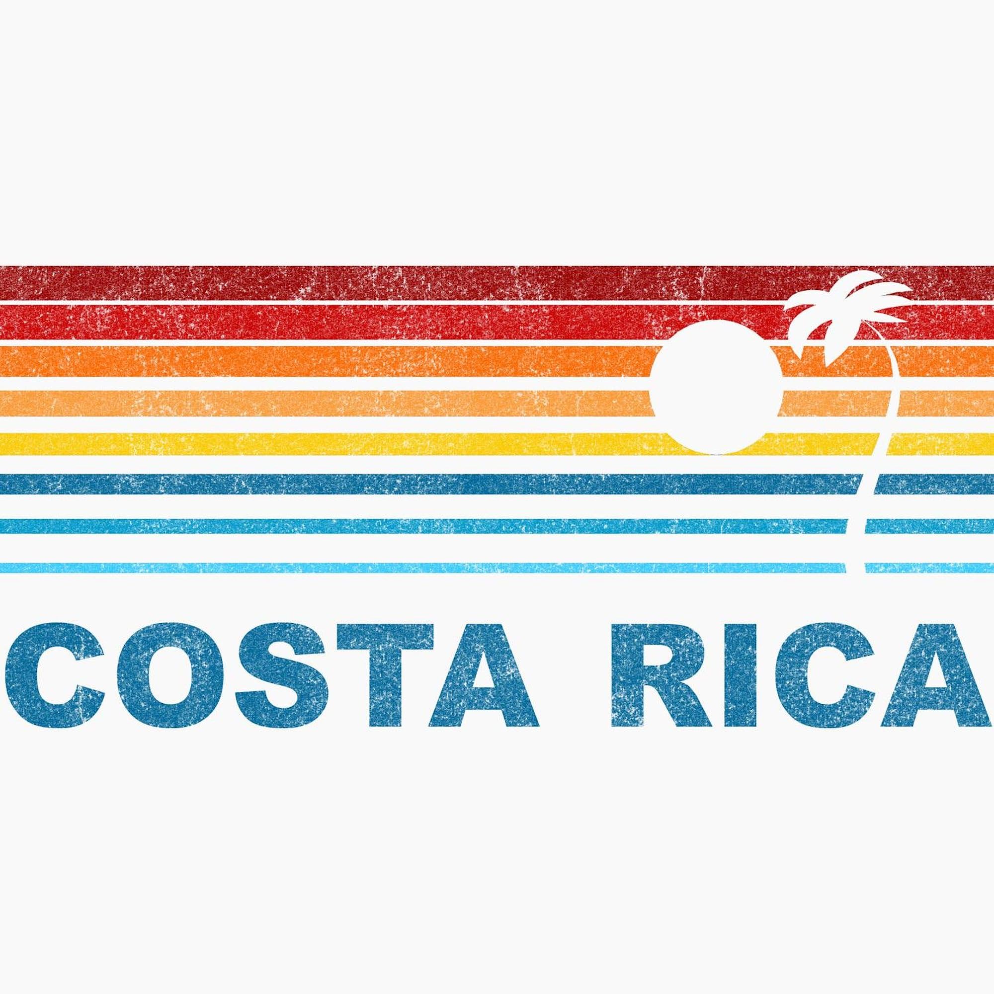 CafePress Retro Costa Rica Palm Tree Snapback Trucker Hat Black/White