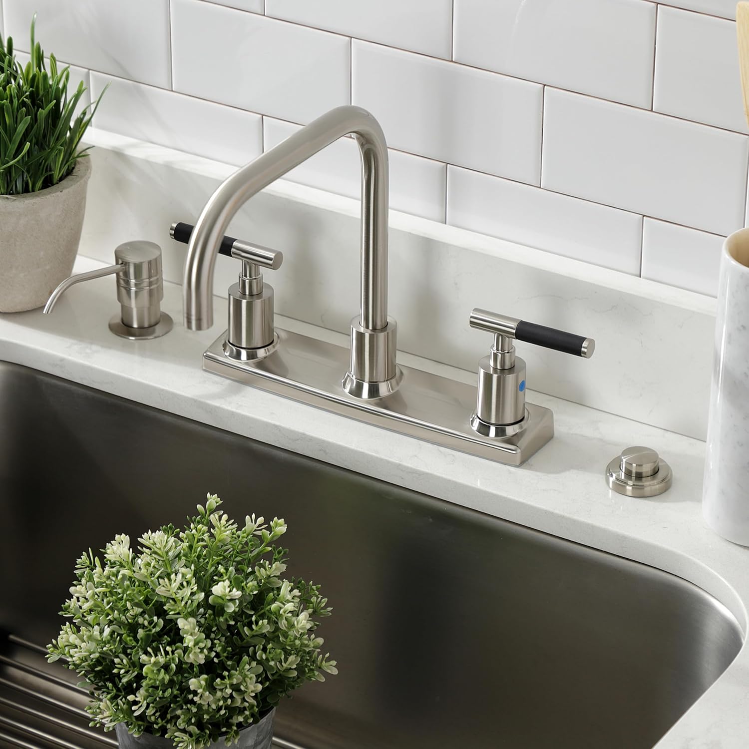 Kingston Brass FB2148CKL Kaiser 8-Inch Centerset Kitchen Faucet, Brushed Nickel