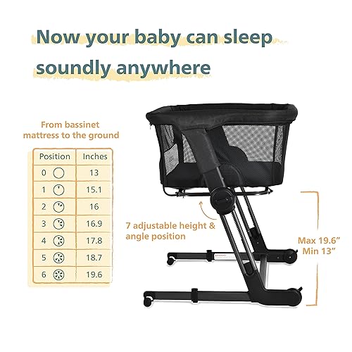 Vista 27 de Cuna Unilove Hugme Plus, cama de noche y cuna lateral, incluye bolsa de viaje y colchón, para bebé, Rosado ciruela