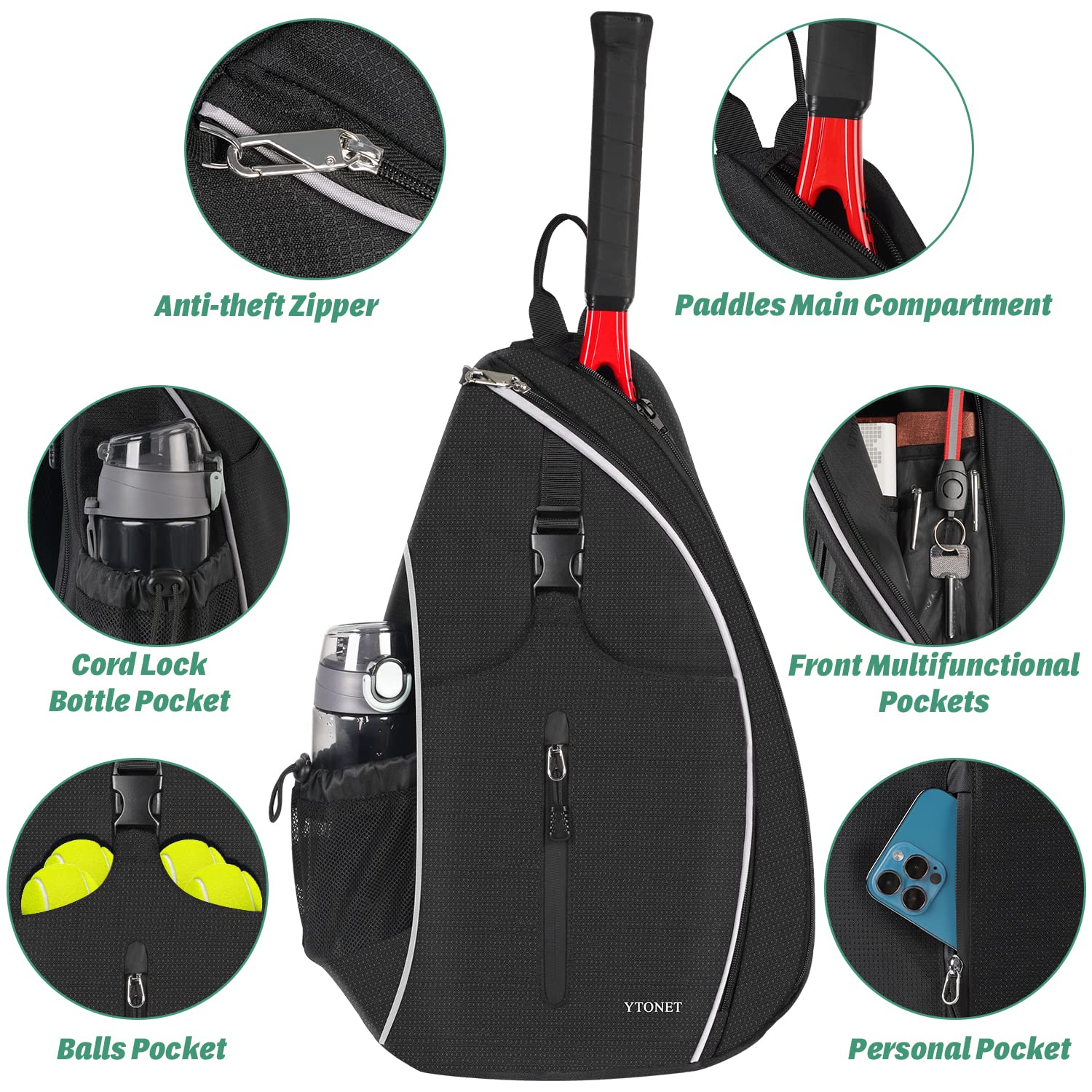 Tennsi Racket Backpacks Snapklik.com : Tennis Bag, Tennis Sling Backpack Crossbody Water ...