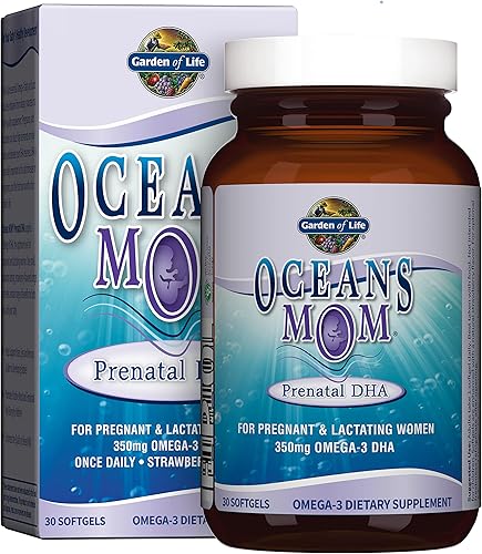 Garden of Life Aceite de Pescado Ultra Puro con ácidos grasos omega 3, EPA y DHA, Oceans 3 Oceans Mom, Suplemento dietario con antioxidantes, 30
