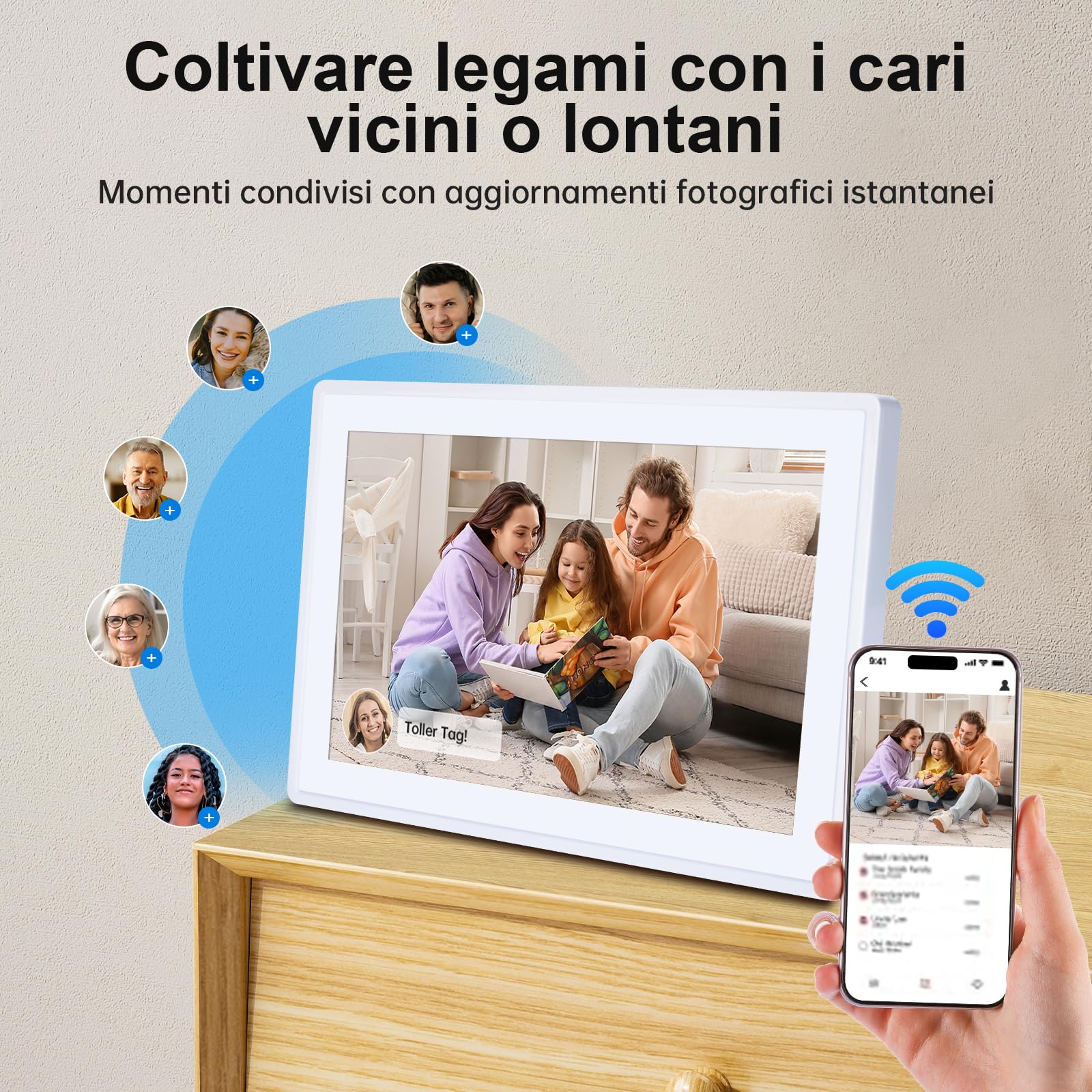 Cornice Digitale Foto, Rollei Smart Frame WiFi 100 10,1 Frameo Portafoto Digitale 32GB 1280x800 Schermo Tattile IPS Condivisione Istantanea di Foto e Video Bianco Cornice-Digitale-Foto-Frameo-WiFi