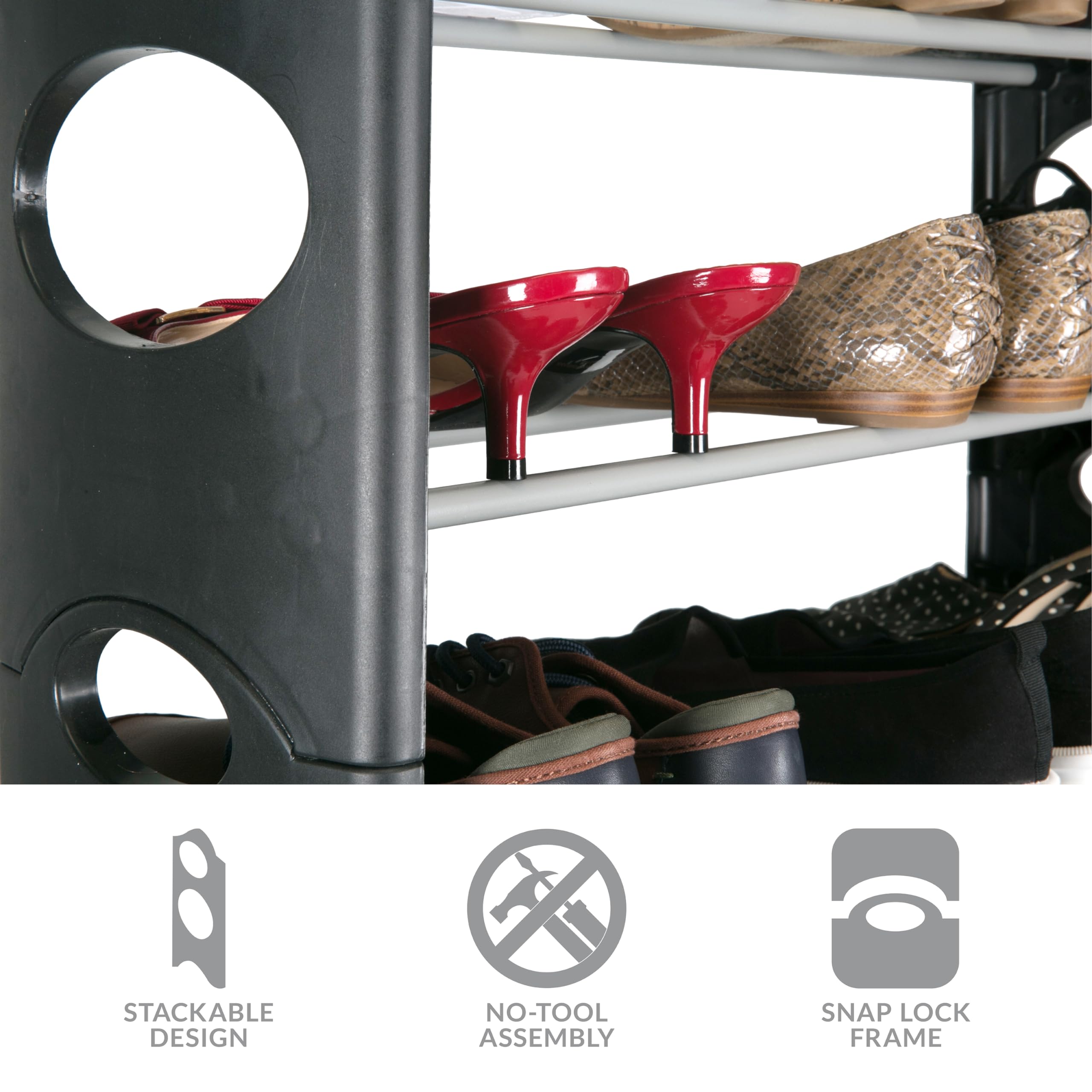 Simplify 30 Pair Stackable Shoe Rack | Dimensions: 25.6