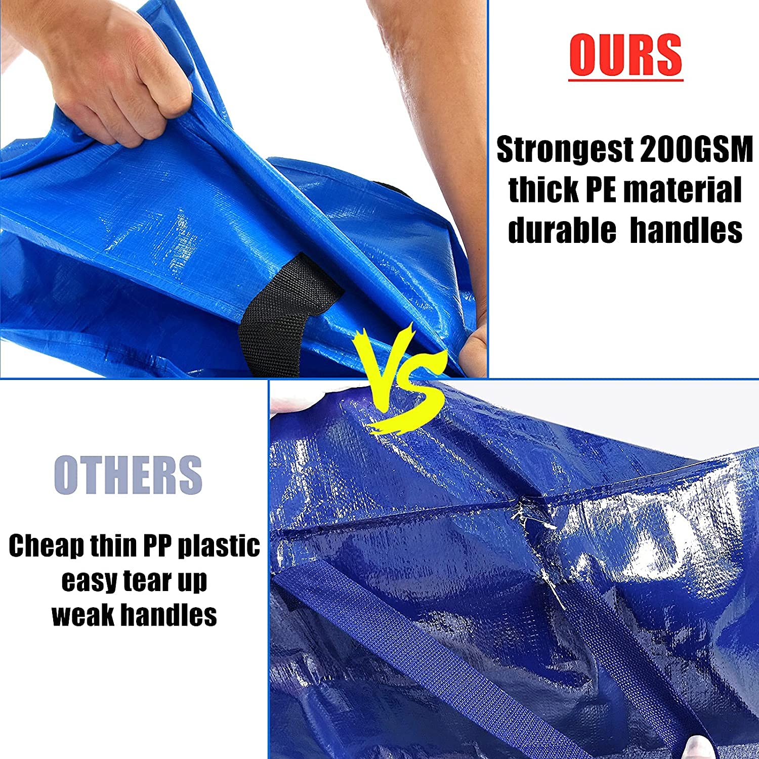 YZK 8pz Grandi Borse Trasloco, scatole per traslochi di grandi dimensioni per uso intensivo, scatole di imballaggio forti per traslochi, borse per traslochi, resistenti all'acqua, salvaspazio(Blu)