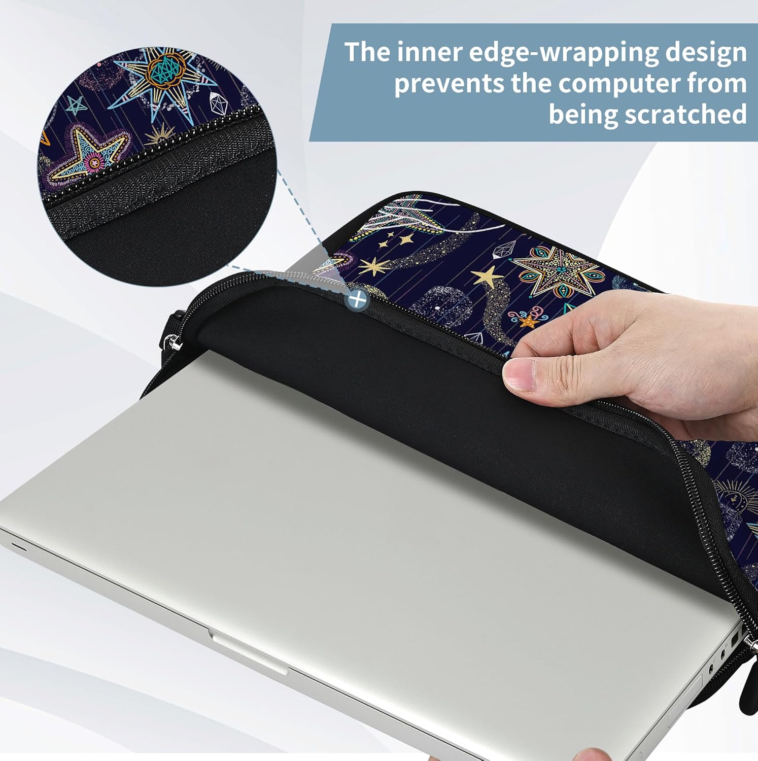 RICHEN 14 15 15.4 15.6 inch Laptop Shoulder Bag Messenger Bag Notebook Handle Sleeve Neoprene Carrying Case with Accessories Pocket (14-15.6 inch, Stars) - Image 7