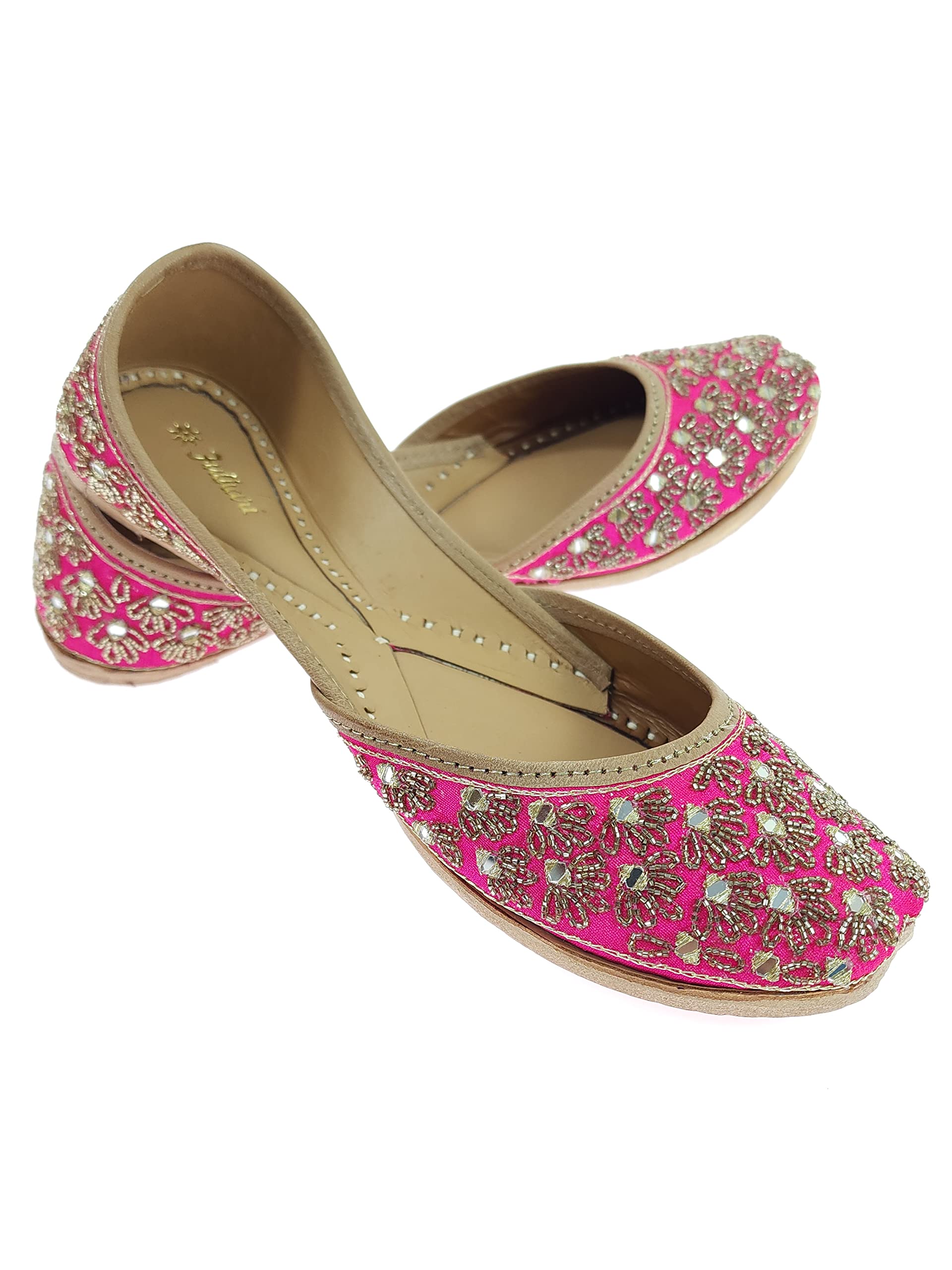 Women's Freesia Genuine Soft Leather Embroidered Jutis | Bite and Pinch Free Jutti | Punjabi Formal Juttis | Girl's Wedding Flat Ladies Mojari | Formal Ethnic Juti |-image-13