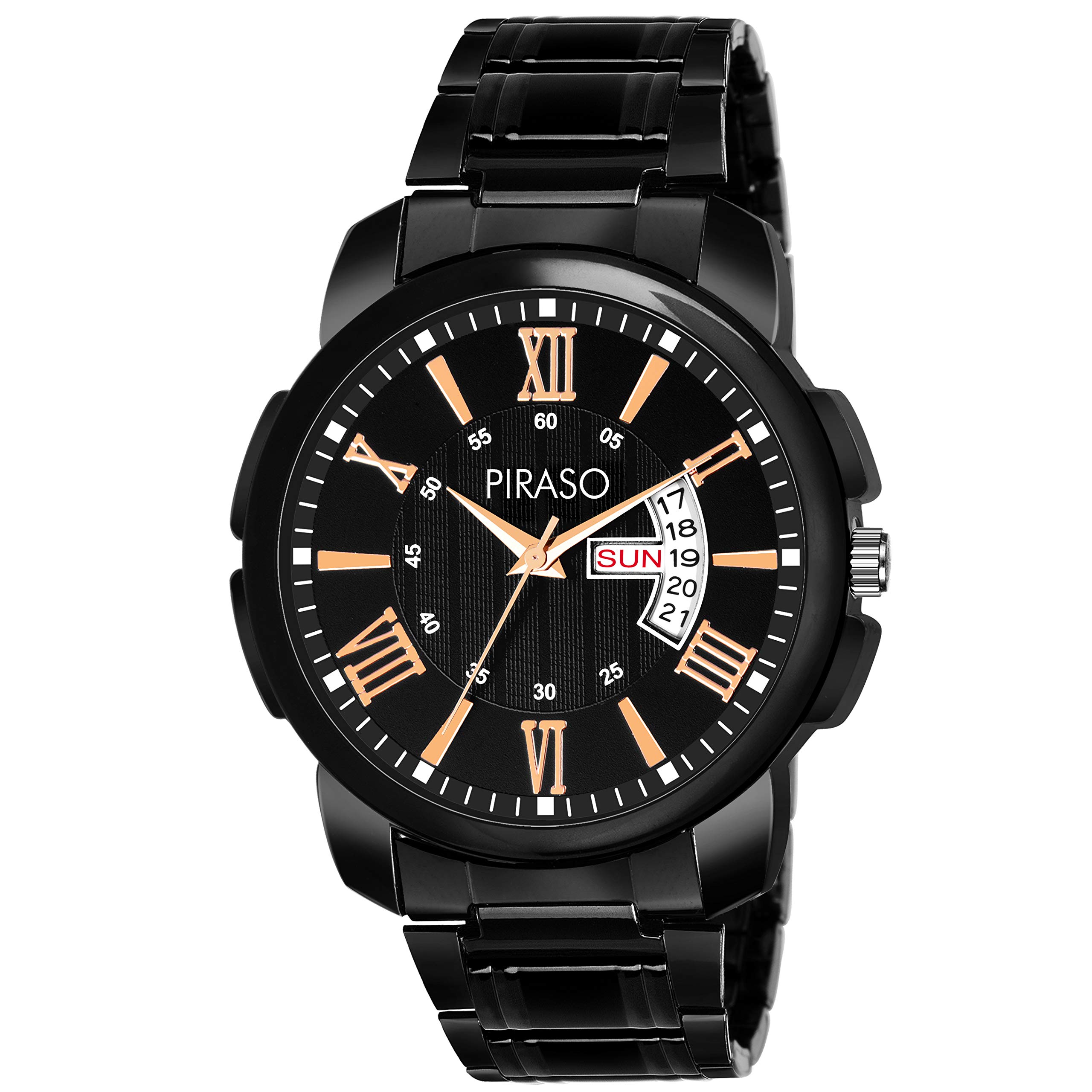 PIRASO Premium Day & Date Black Chain with Black DIAL for Men & Boys (B07TC89HS7) Amazon Price History, Amazon Price Tracker