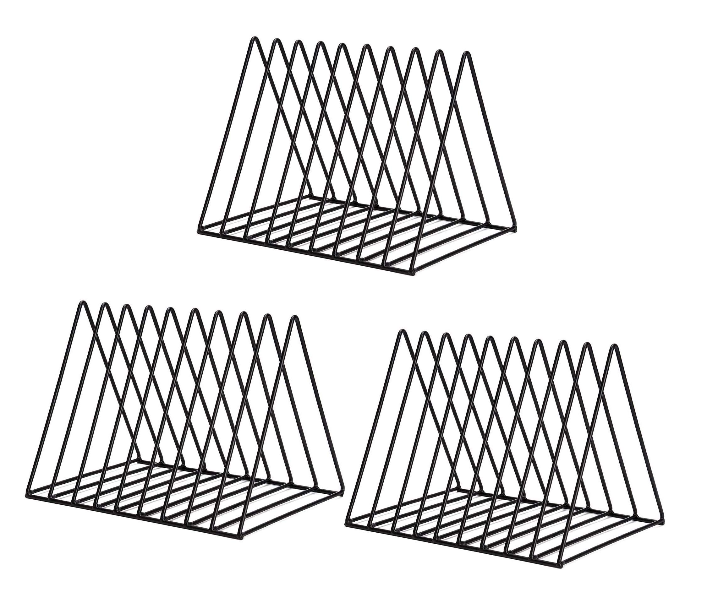 Skywin Record Vinyl Storage Rack Triangle - 3 Pack Vinyl Record Holder Stand Holds Up to 60 Albums - Space Saving Vinyl Rack Lets You Easily Get Albums