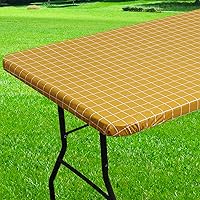 Vista 37 de Mantel rectangular, manteles de plástico elásticos ajustables con parte trasera de franela para mesas de 4 pies, manteles de vinilo impermeables