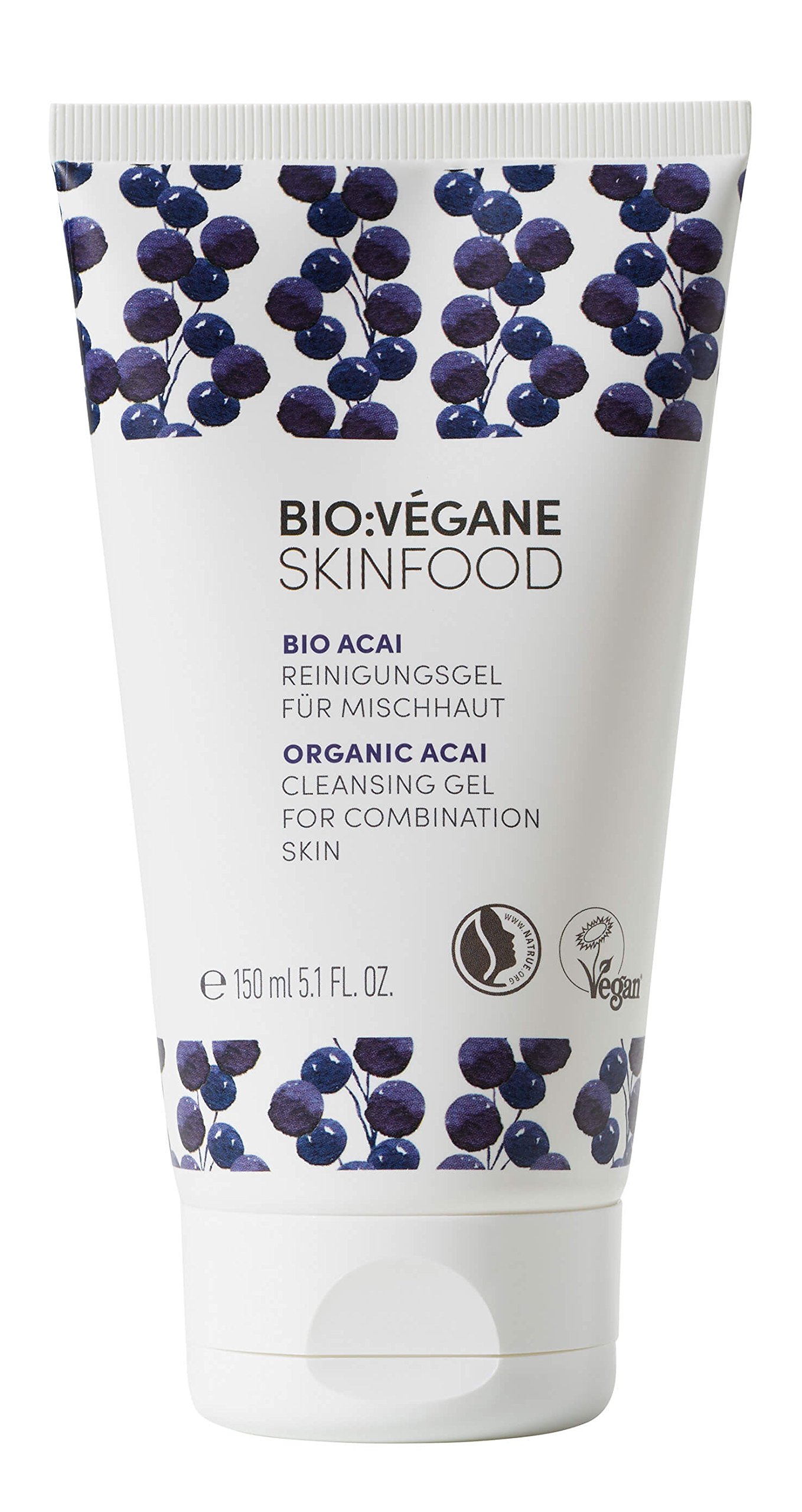Bio: Végane Skinfood Nature Certified Vegan Organic Acai Cleansing Gel for Combination Skin/refines the skin, natural beauty for Oily Skin 150 ml