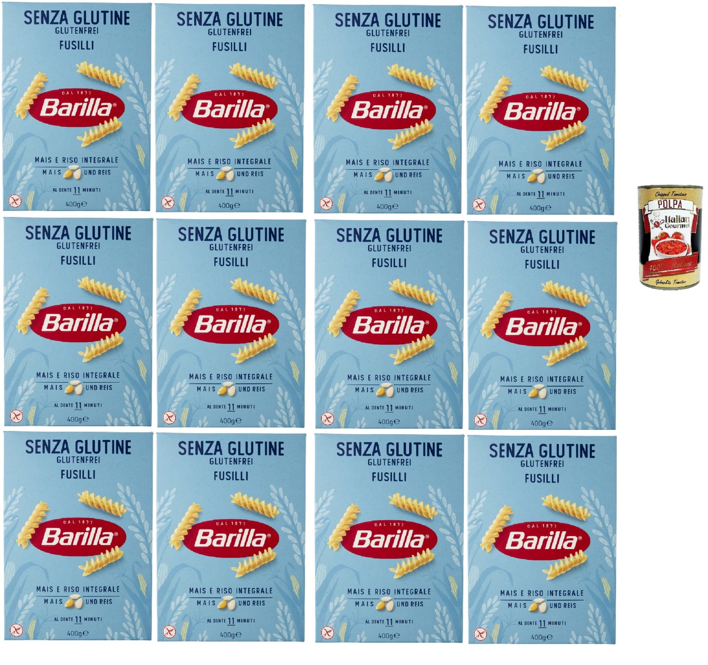 Italian Gourmet Fusilli pasta senza glutine glutenfrei Mais Reis 12 x 400g