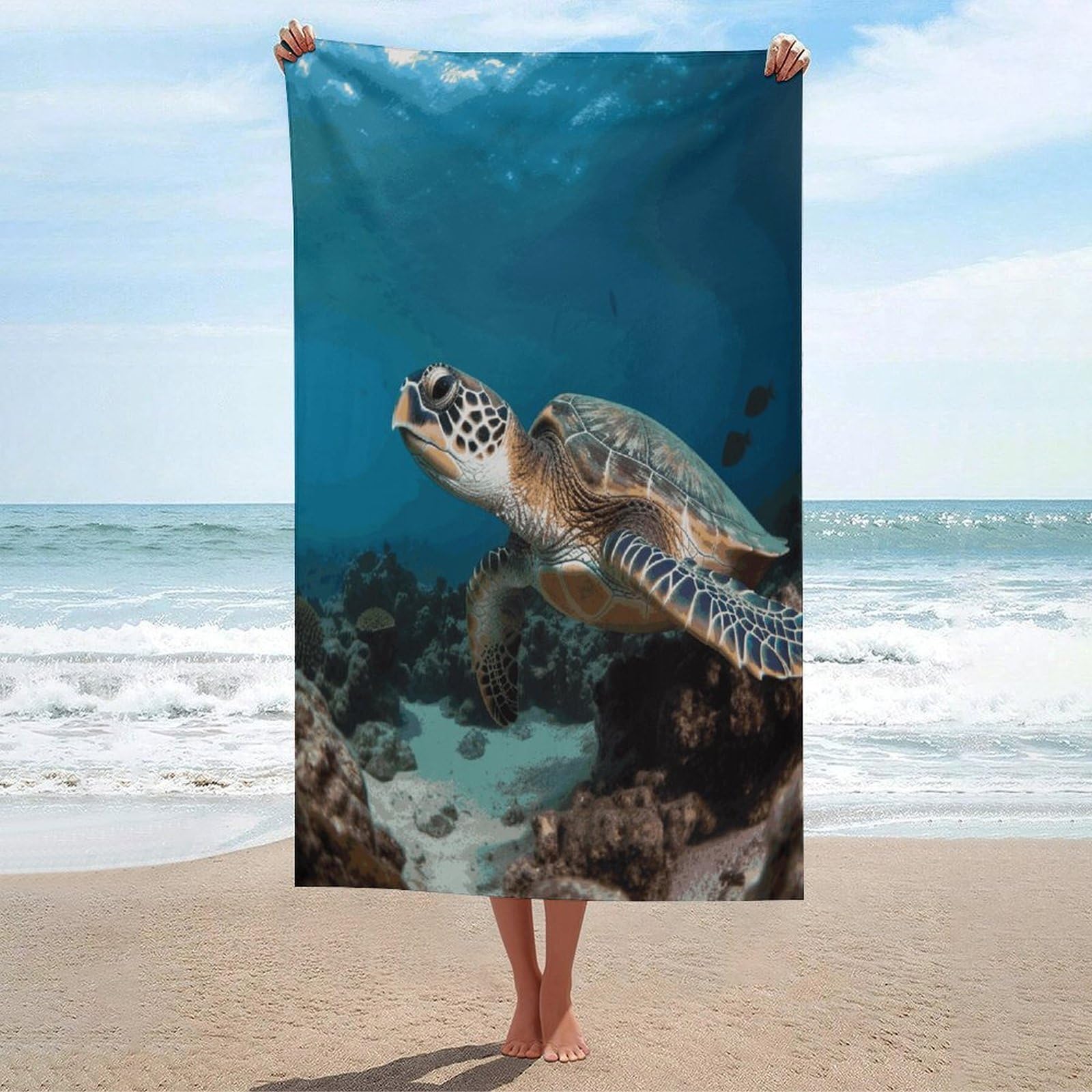 Adfgyerh Unisex Style Sea Turtle Bath Towels Beach Towel Lightweight Quick Dry, Bath Towel For Travel Sports Pool Swimming Bath Camping Yoga Adults130x80cm