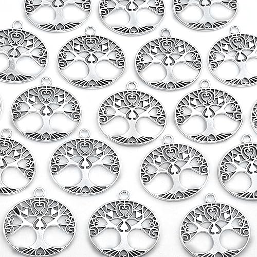 Miniatura 4 de Aylifu Colgantes de árbol de la vida, 40 piezas de aleación para árbol de Navidad para suministros de manualidades, fabricación de collares y