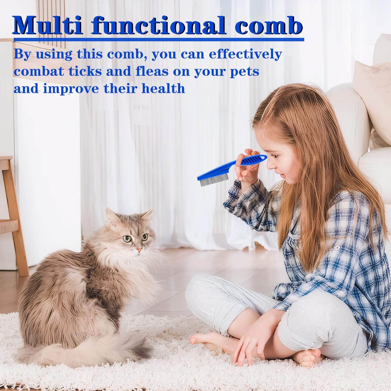 Peigne Anti-puces et Anti-poux Multifonctionnel pour Chats et Chiens - Set de Toilettage Essentiel pour Animaux de Compagnie - Peigne pour Chat, Chien, Anti-puces Maison, Fumigène Anti-puce