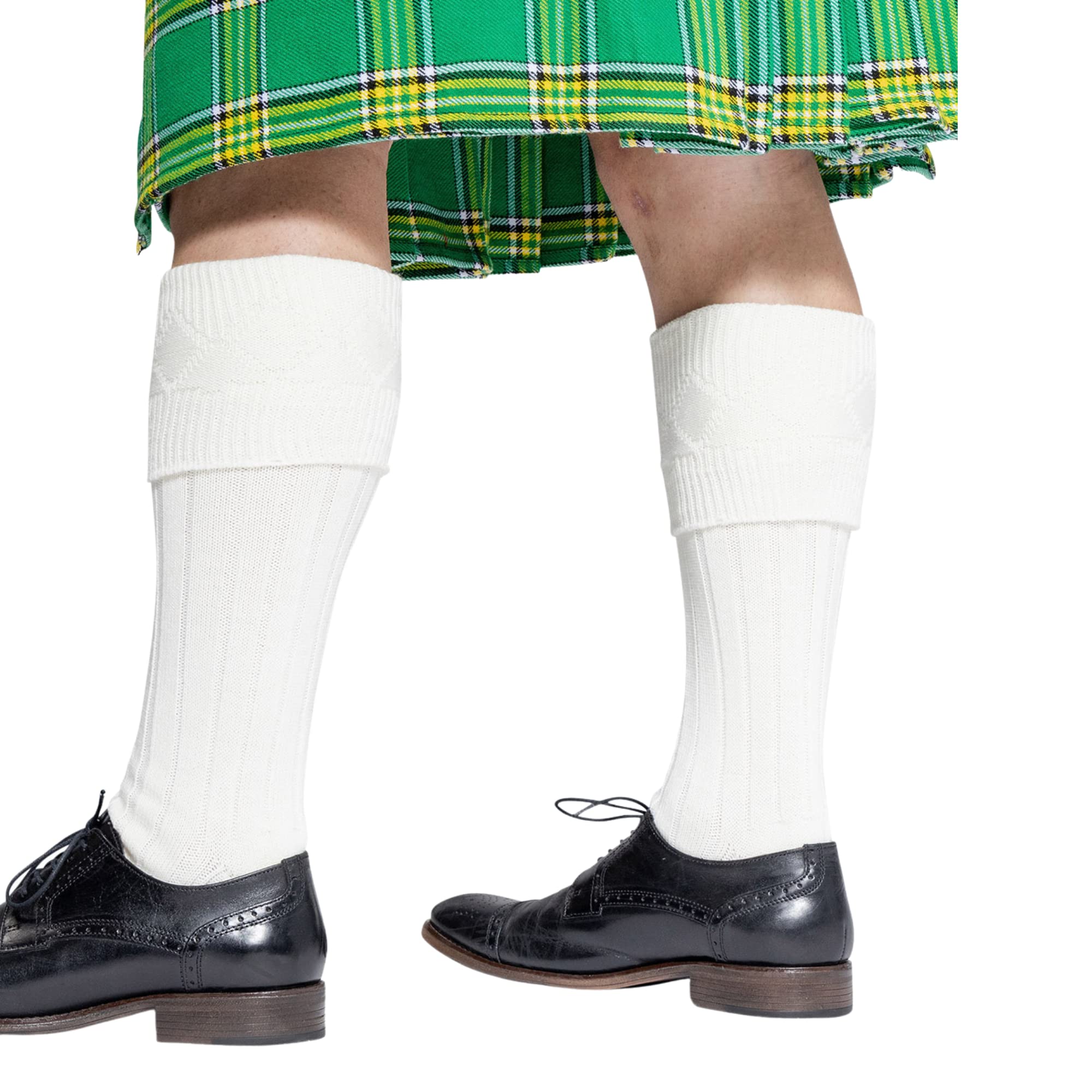 Traditional Scottish Kilt Hose for Men, Cream, X-Large