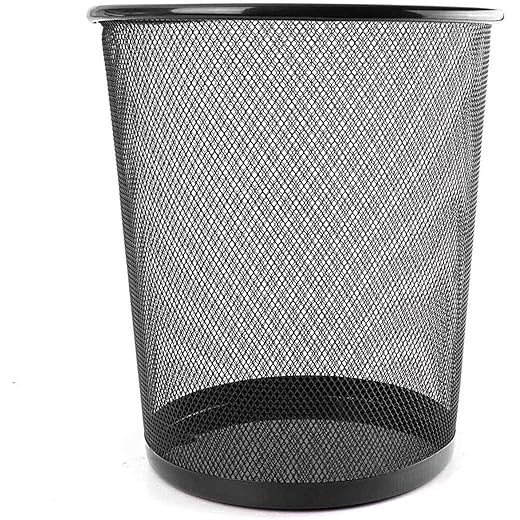 Metal Mesh Dustbin Open-Top Black 190 MM