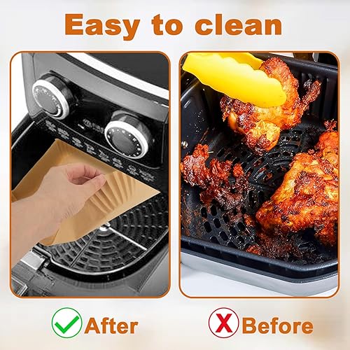 Miniatura 3 de Forros de papel para freidora de aire, 125 forros desechables para freidora de aire de 5 a 8 cuartos de galón, papel pergamino cuadrado