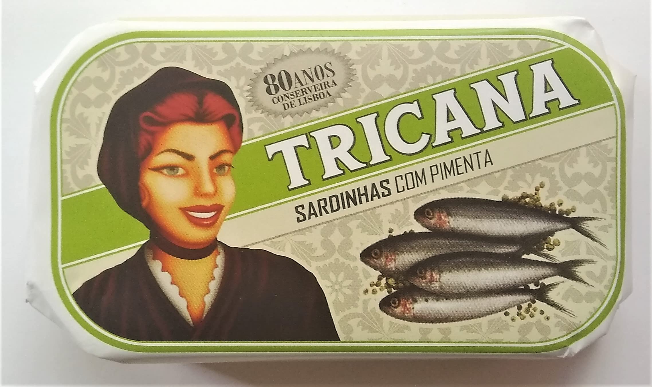 Tricana Portugal - Sardina entera enlatada gourmet con pimienta - 4.23 onzas / 4.23 oz (paquete de 5 latas)