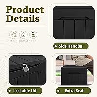 Vista 5 de Devoko Caja de almacenamiento para exteriores de 31 galones, caja de resina impermeable para terraza, con cierre y resistente a los rayos UV