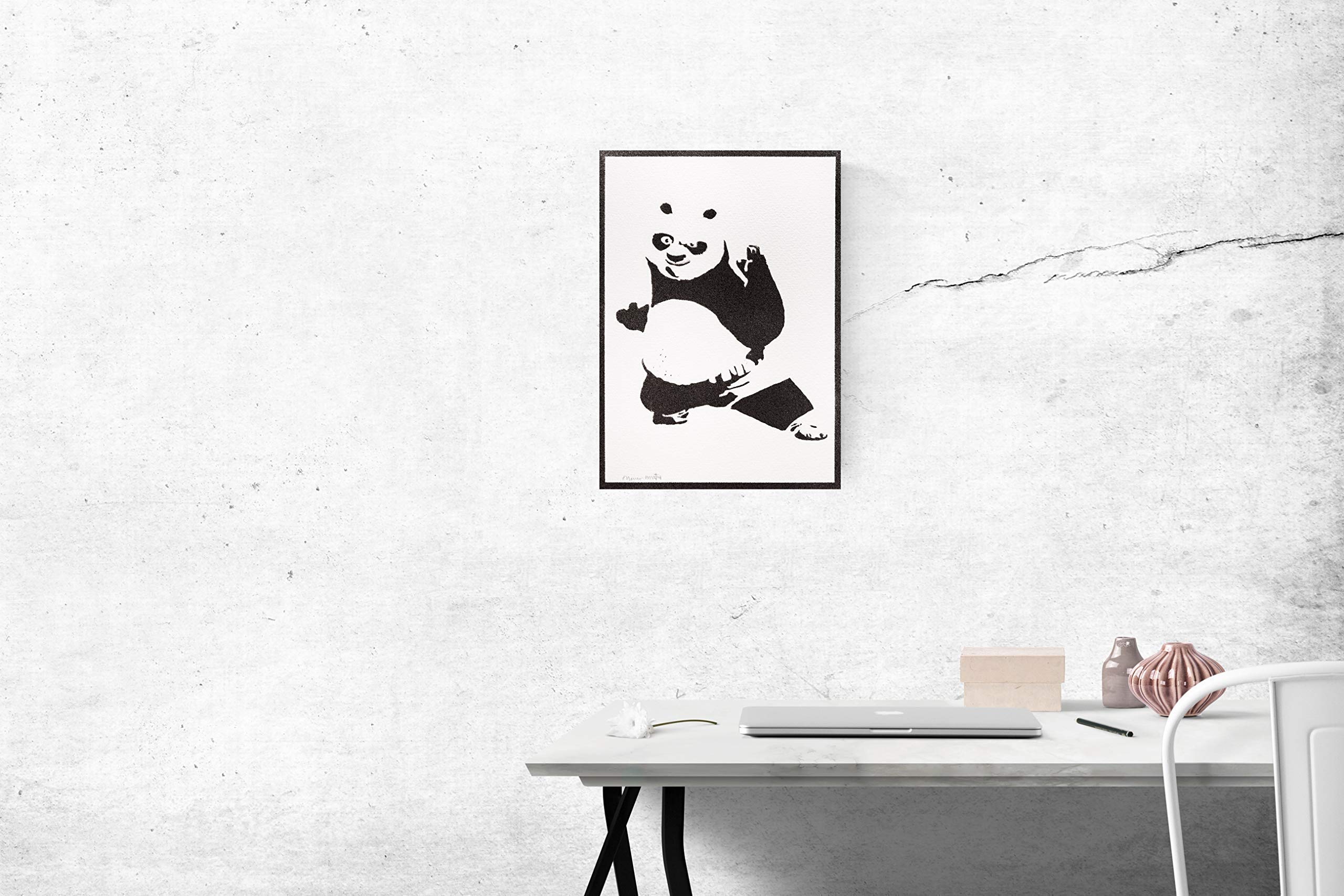 Quadro Graffiti Kung Fu Panda Firmato Moreno Mata - Opera D'Arte Originale A Mano 23x32,5 Cm - Decorazione Moderna Per Casa - Foto 9