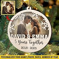 Vista 35 de V VIBEPY All Over Printed, Personalized Couple Ornaments, Christmas Ornaments, Wedding Ornaments, 3.5 Inches 3 Layer Ornaments, Gift for Your