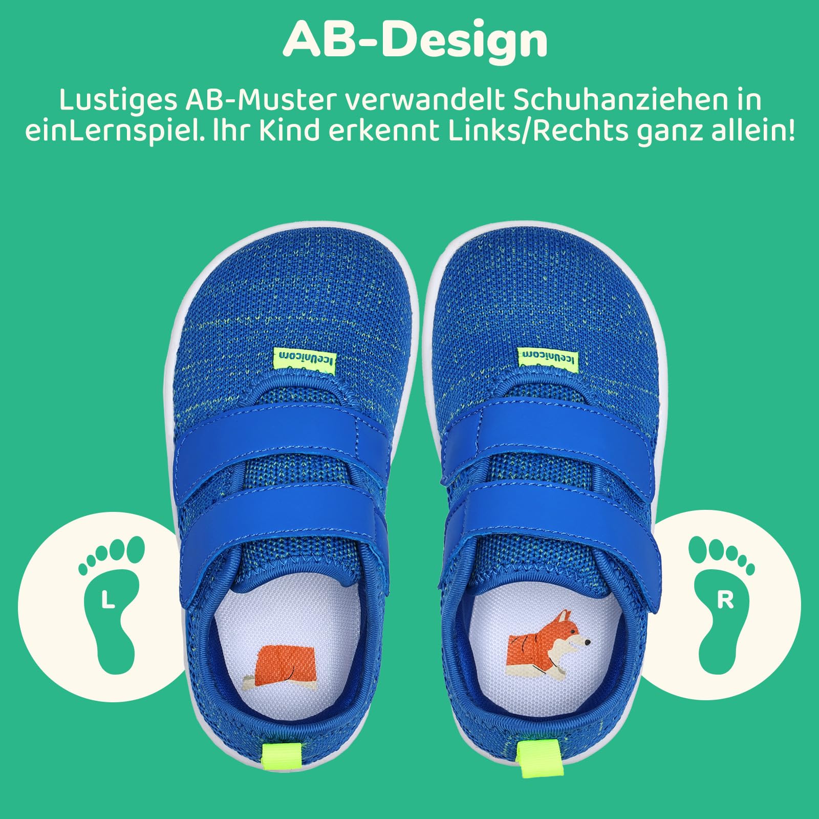 IceUnicorn Barfussschuhe Kinder Breite Barfuß Hausschuhe Jungen Mädchen Minimalistische Hallenschuhe Kinderschuhe Atmungsaktiv Leicht Fitnessschuhe