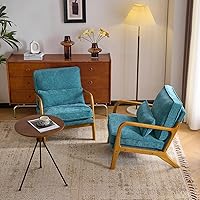 Vista 26 de VINGLI Silla de Acento Moderna de Chenilla de Mediados de Siglo, Linda Silla de Lectura con Brazos con Cojín y Almohada Lumbar y Marco de Madera