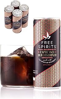 Free Spirits Espresso Old Fashioned - Non-Alcoholic Cocktail - Mixed Ready To Drink Mocktail - Rich and Bold 8.4 fl ox Cans (4 Pack)