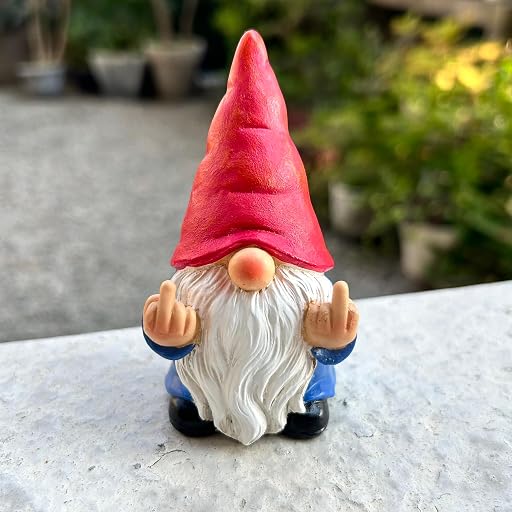 Middle Finger Gnome Mini 3.5in,Double Bird Gnome - Naughty Funny Outdoor Decoration for Yard Patio Lawn Ornament and Home Decor,Fairy Garden