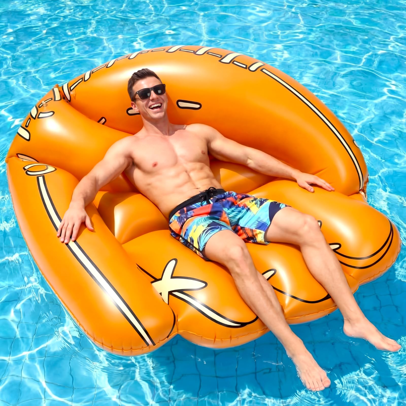 Hollowfly Giant Inflatable Baseball Glove Pool Float, 63 x 51.2 Inch Jumbo Pool Float for Sports Baseball Themed Birthday Party Decorations Favors, Funny Summer Swim Beach Accessory