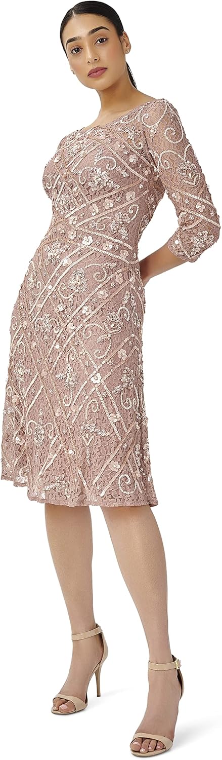 Adrianna Papell Women's Beaded Fit and Flare Dress