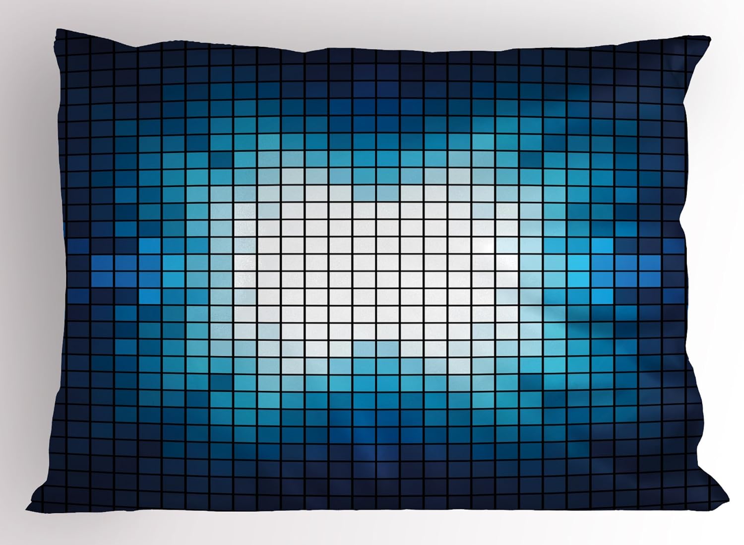Ambesonne Blue Pillow Sham, Ombre Elements Digital Image in Pixels Geometric Futuristic Design, Decorative Standard King Size Printed Pillowcase, 36" X 20", Turquoise Blue 36" X 20" Turquoise Blue
