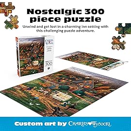 Buffalo Games - Charles Wysocki - Secret Passage Inn - 300 Piece Jigsaw Puzzle for Adults -Challenging Puzzle Perfect for Game Nights - Finished Size is 21.25 x 15.00