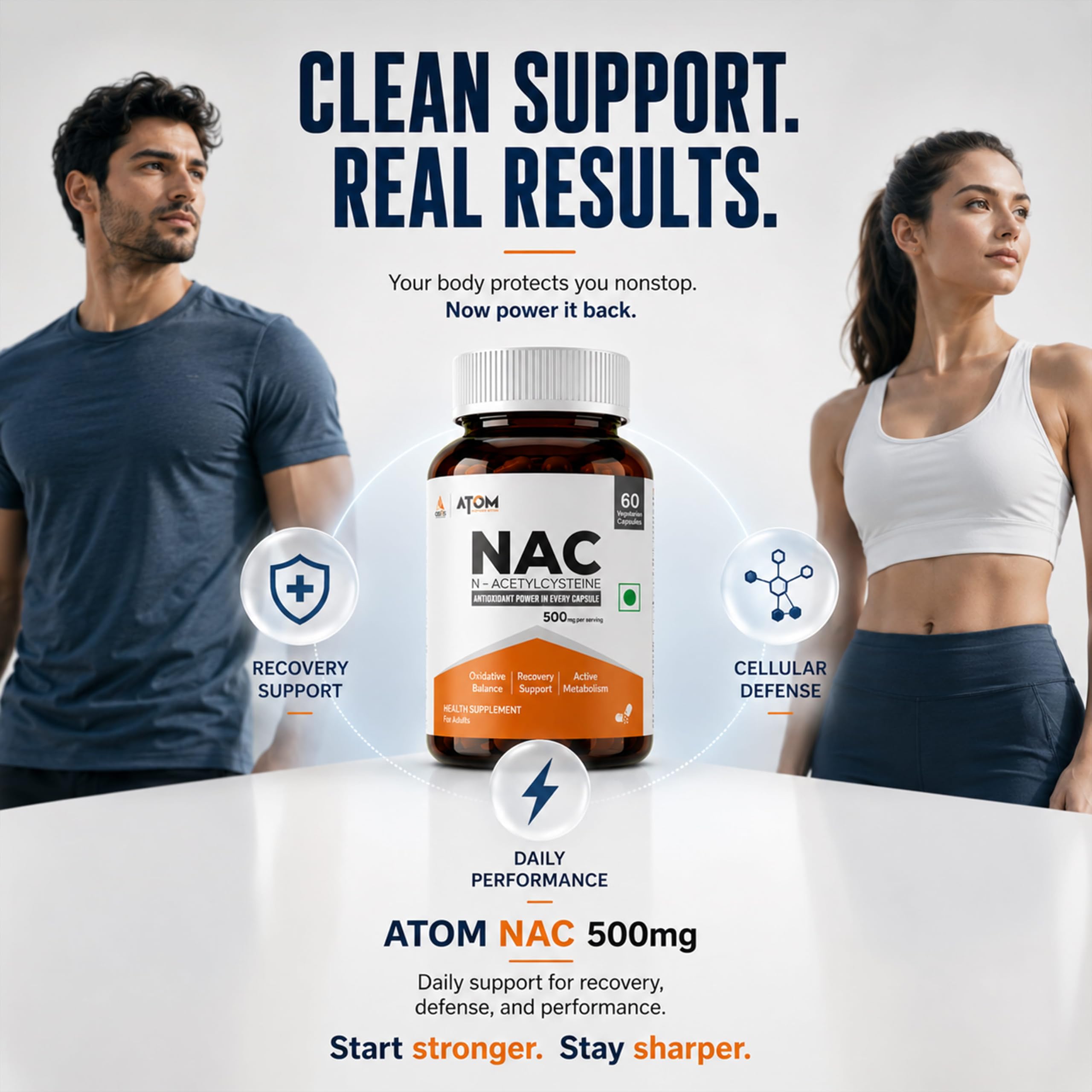 AS-IT-IS ATOM NAC (N-Acetylcysteine) 500mg I 60 Veg Capsules I Antioxidant Support for Overall Health I Health Supplement for Men & Women — Amazon image 2