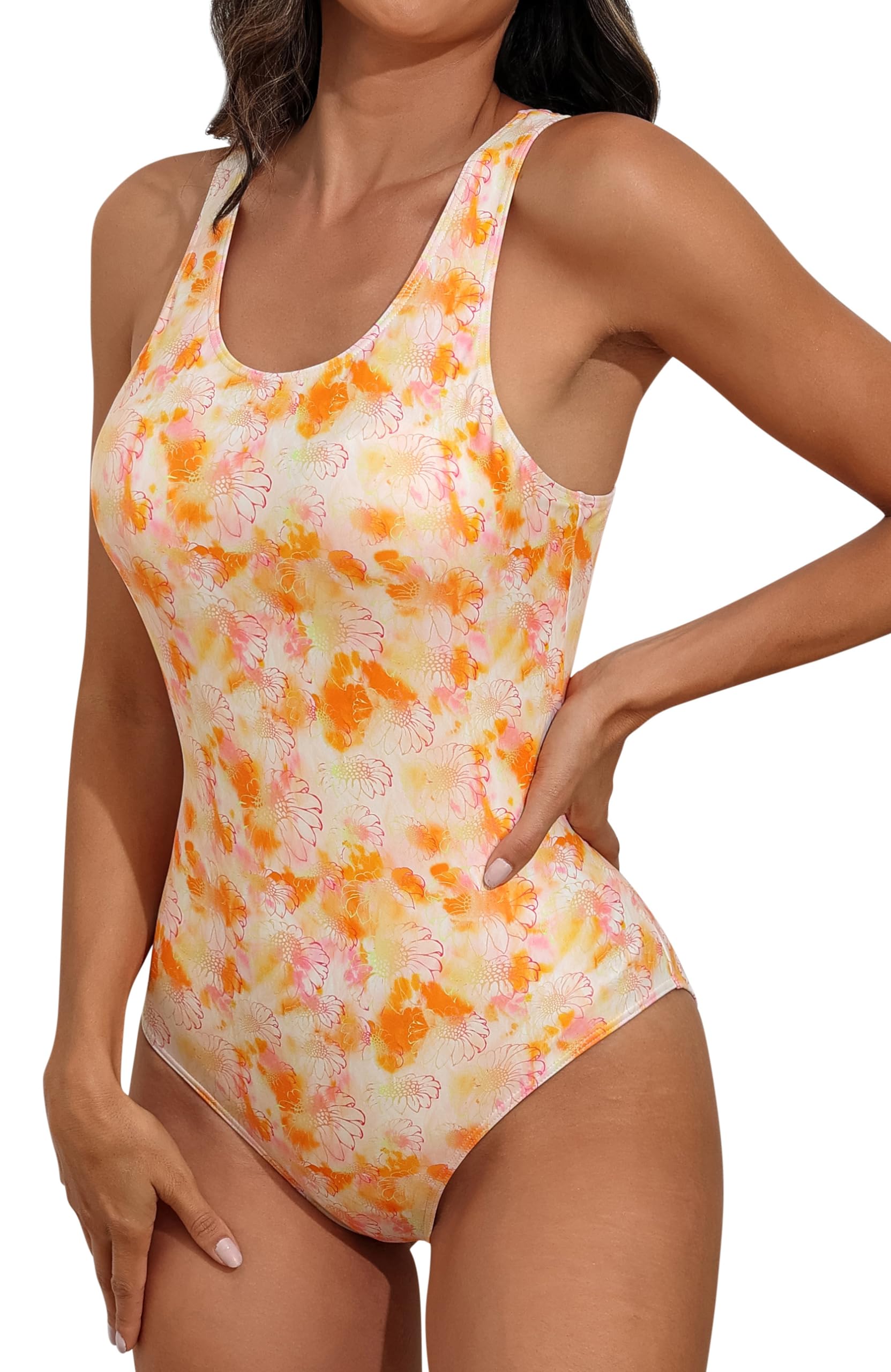 beautyin Women's Athletic One Piece Swimsuits Tummy Control Bathing Suits Slimming Sports Swimwear