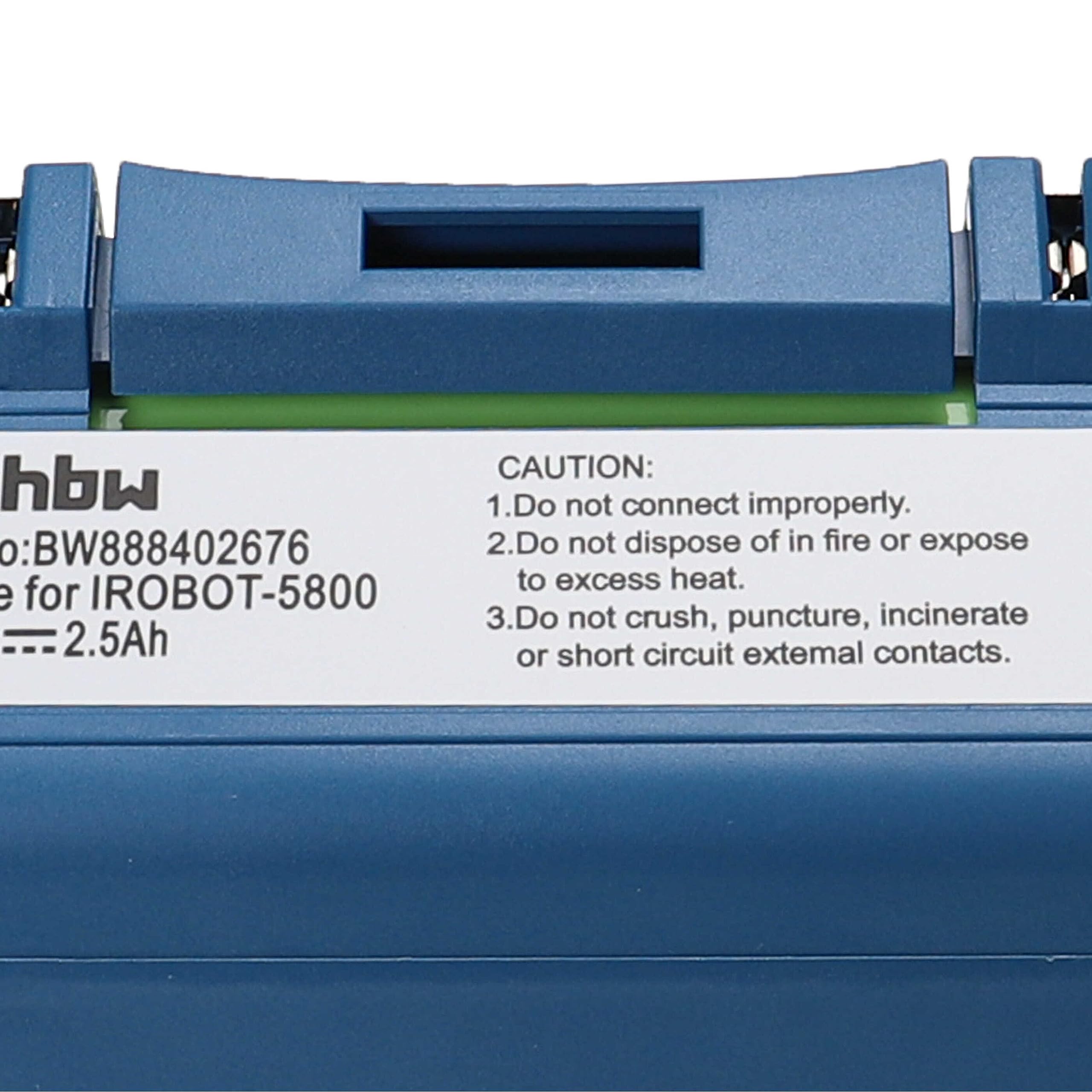 vhbw Zapasowa bateria kompatybilna z iRobot Scooba 340, 350, 380, 385, 390, 5800, 330, 5806, 34001, 5832 Home Cleaner Blue (2500 mAh, 14,4 V, NiMH)