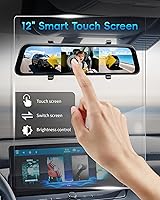 Vista 3 de Cámara de espejo retrovisor 4K 2026 de 12 pulgadas con sensor STARVIS 2, cámara de tablero de espejo frontal y trasero 4K+2.5K + cámara