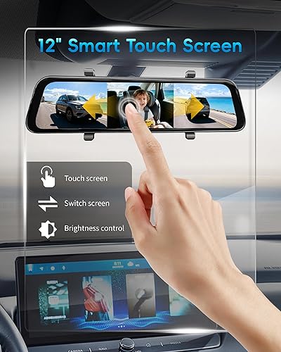 Miniatura 5 de Cámara de tablero de espejo 4K 2025 frontal y trasera en el interior, monitor de bebé 4K+2.5K+1080P para automóvil, cámara de espejo retrovisor de 3