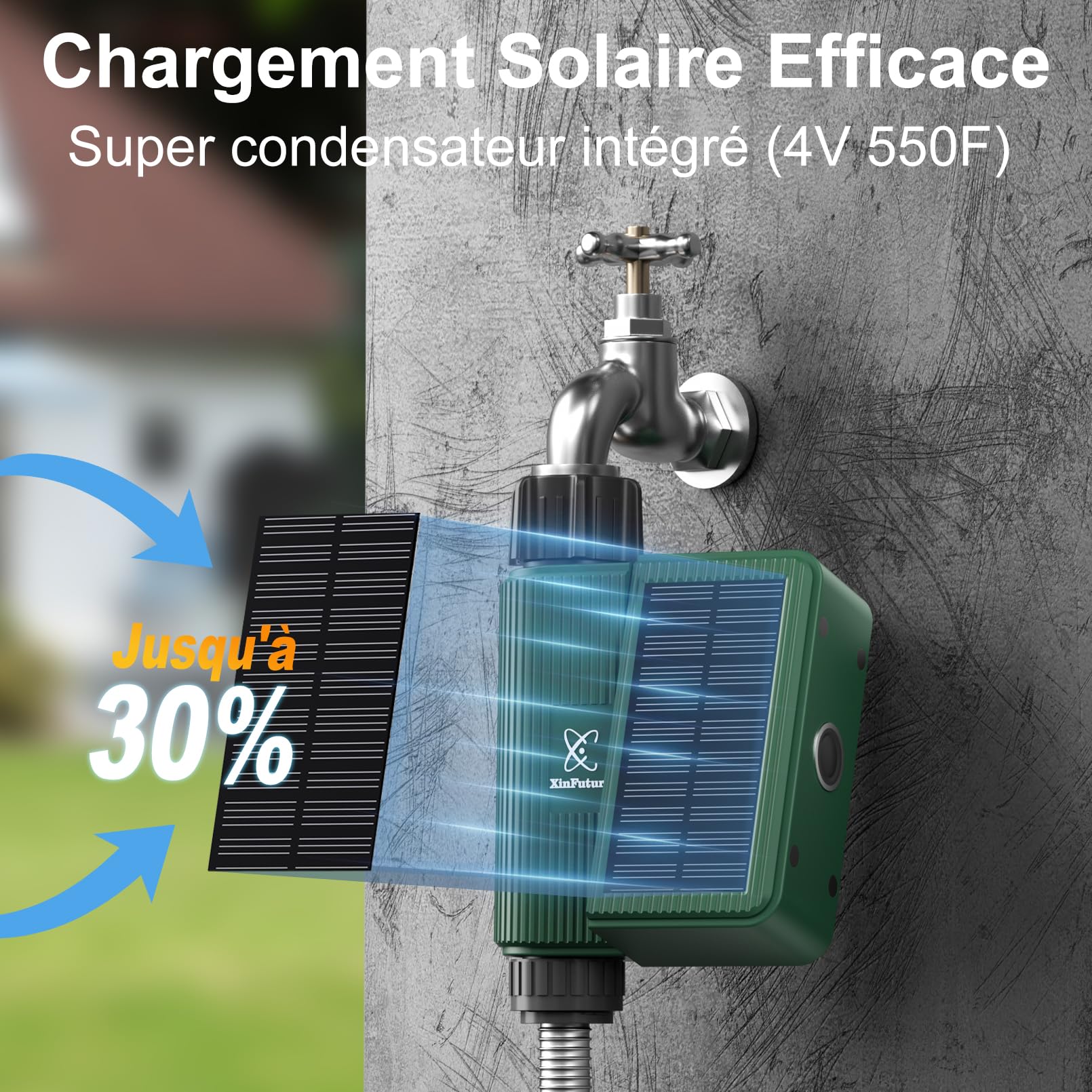 Programmateur Arrosage Automatique Solaire, Minuterie Arrosage Automatique pour Jardin, Système D'irrigation Automatique, Compatible avec Alexa/Google Home, Contrôle de I'irrigation pour Pelouse