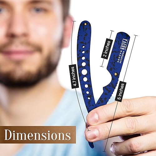 Miniatura 146 de Facón - Maquinilla de afeitar recta para hombre, kit profesional de afeitar de borde recto con 100 cuchillas, afeitadora barbero japonesa de acero
