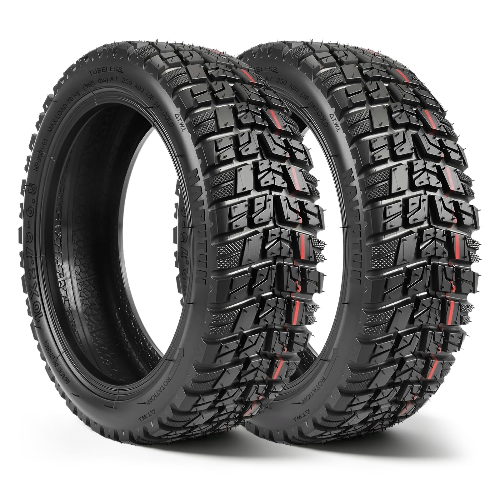 2 Pcs 10x2,75-6,5 Tubeless Reifen, 10 Zoll Scooter Reifen für Kukirin G2/G3/G2 Ultra/M4 Max/A1 Ersatzreifen, Vorne/Hinten Roller Verdicktreifen, Rutschfest und Durchstoßfest