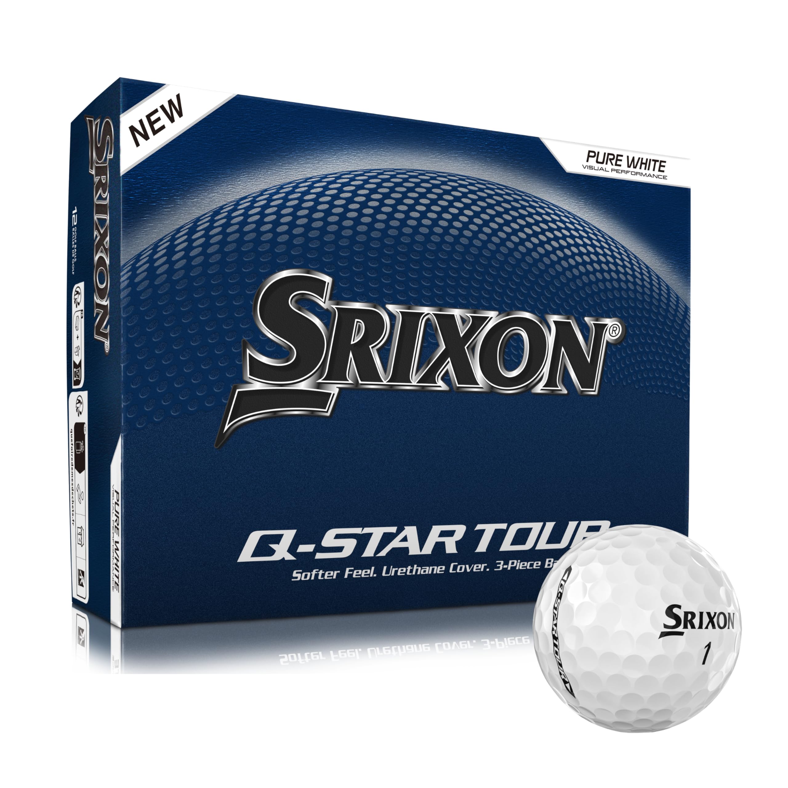 Srixon Q-Star Tour Pelotas de Golf Cubierta Uretano Alta Gama Ultrafina Spin Skin+ FastLayer Core 12 Unidades