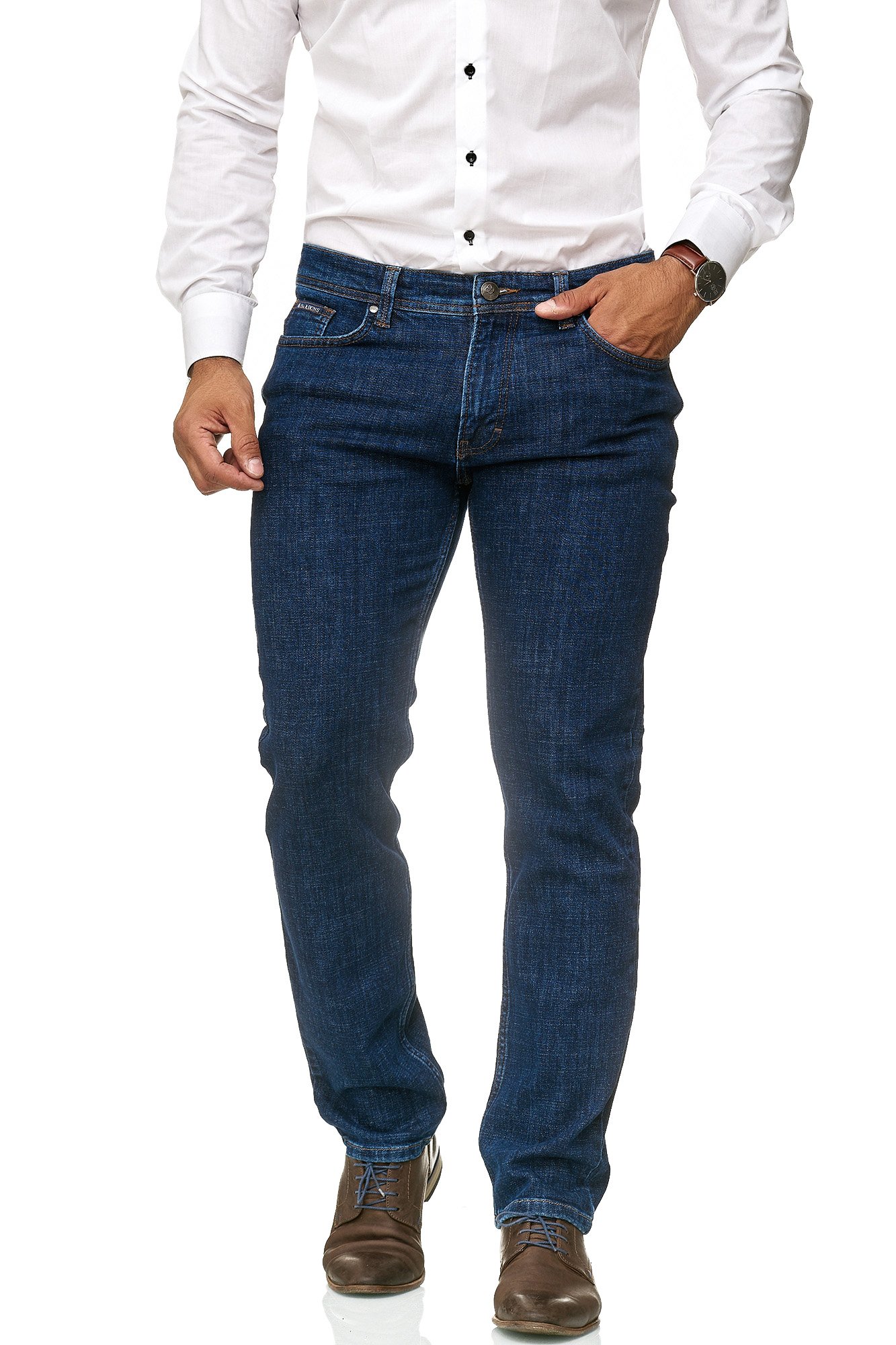 BARBONS Herren Jeans - Regular-Fit Stretch - Hochwertige Straight Jeans Herren Hose - Business Anzug Freizeit