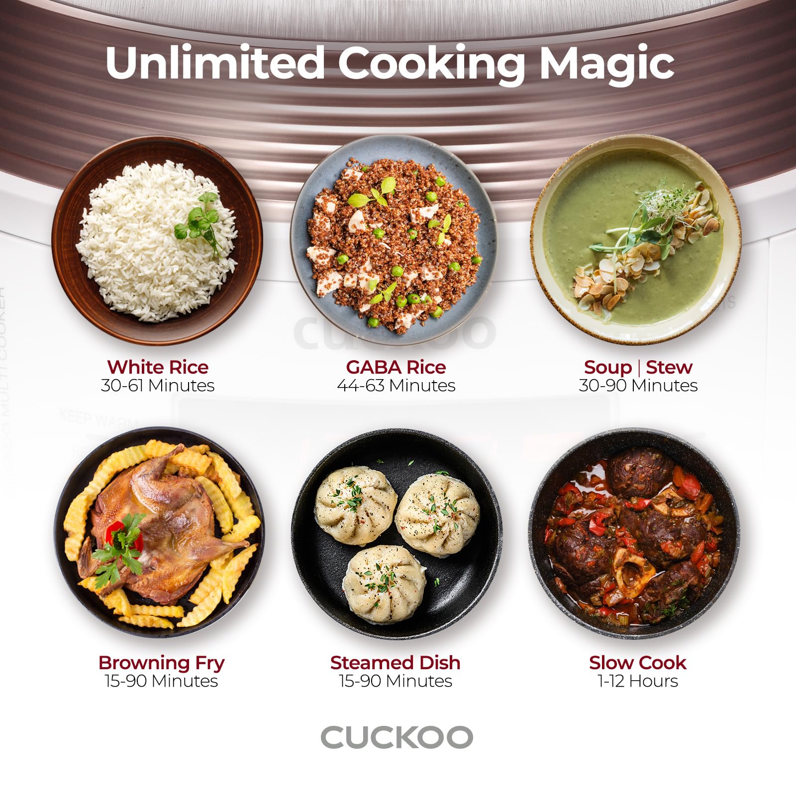 CUCKOO CMC-QSB501S ICOOK Q5 Premium Dampfdruck Multikocher 4750ml, 8in1 Multifunktionsgerät, Sprachnavigation, 3D Heiztechnologie, Warmhaltefunktion, Edelstahl-Innentopf mit Antihaft-Beschichtung