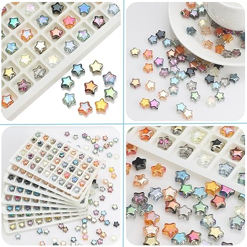 Miniatura 10 de 200 cuentas de estrella de cristal para hacer joyas, pulseras de estrella de cristal de EVERMARKET a granel, cuentas sueltas de estrella de color