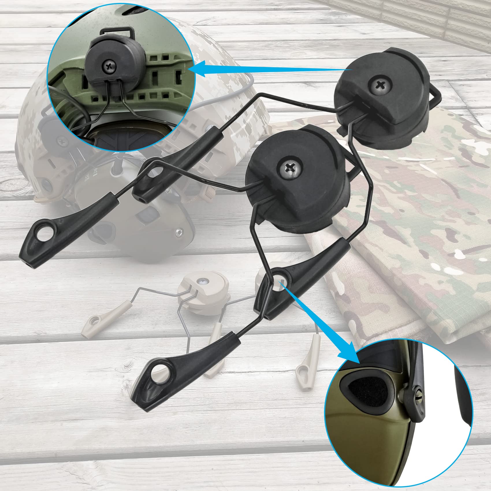 ARC-Schienenadapter, kompatibel mit Howard Leight Impact Sports Serie von Ohrenschützern, Schwarz , G
