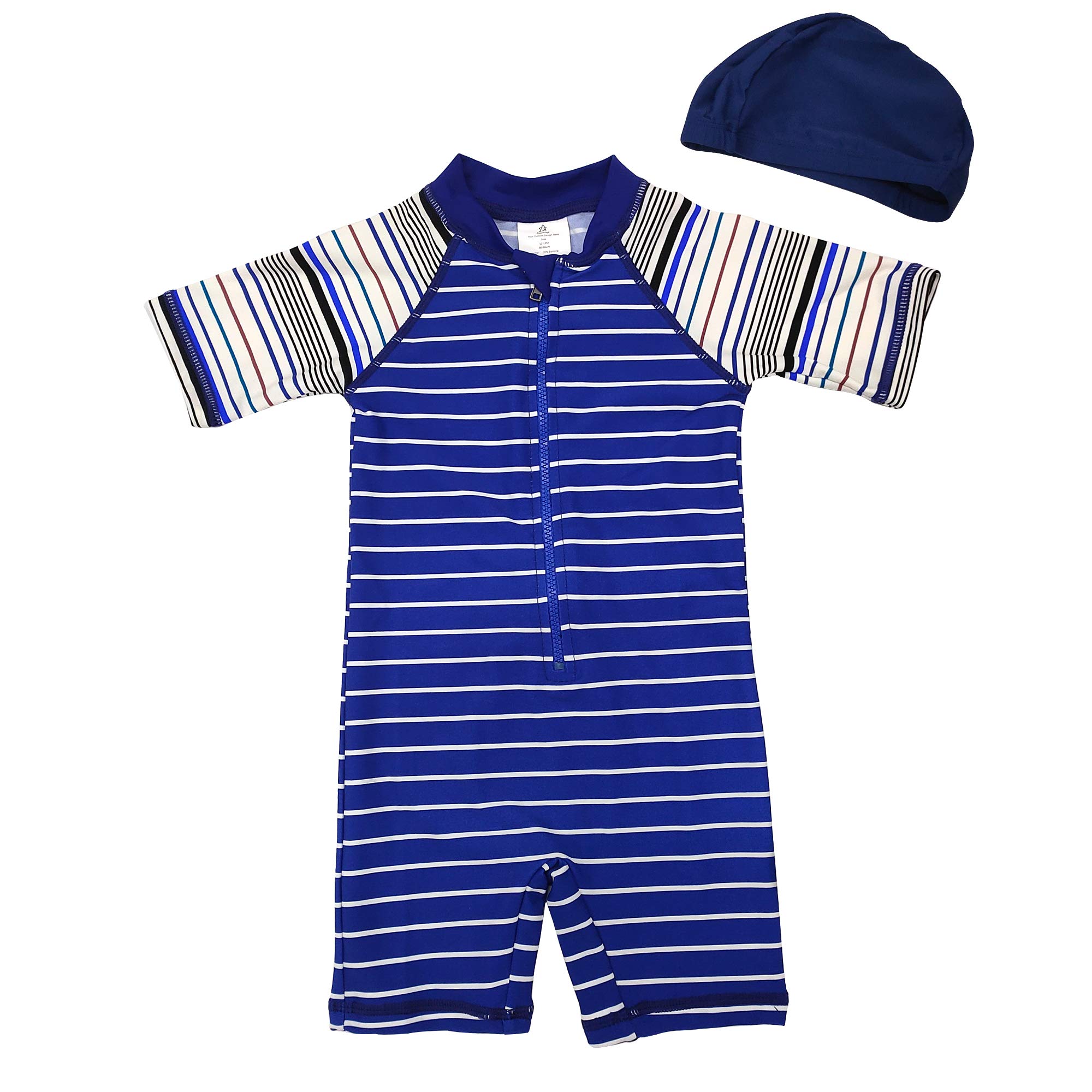 Aschlop Baby Boy UPF50+ Sunsuit S/S One-Piece Zipper Garage Kids Swimsuit UV Sun Protection (BDX111, 2T/3T)