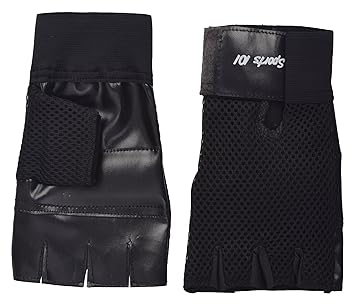 H-Store Leather Unisex Adults Gloves (Black, Large, hshalfglovesblack)